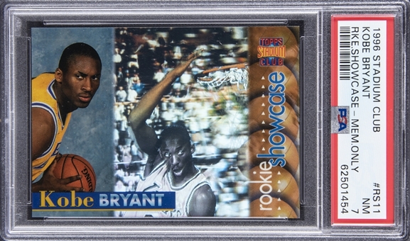 1996-97 Topps Stadium Club Rookie Showcase #RS11 Kobe Bryant Rookie Card – PSA NM 7